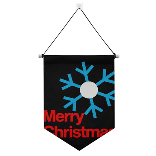 Banner mit Schneeflocken-Motiv "Merry Christmas", zum Aufhängen, mit Teleskopstange, Partybanner und Dekorationen für drinnen und draußen, Schwarz Banner mit Schneeflocken-Motiv "Merry Christmas", zum Aufhängen, mit Teleskopstange, Partybanner und Dekorationen für drinnen und draußen, Schwarz von voucong