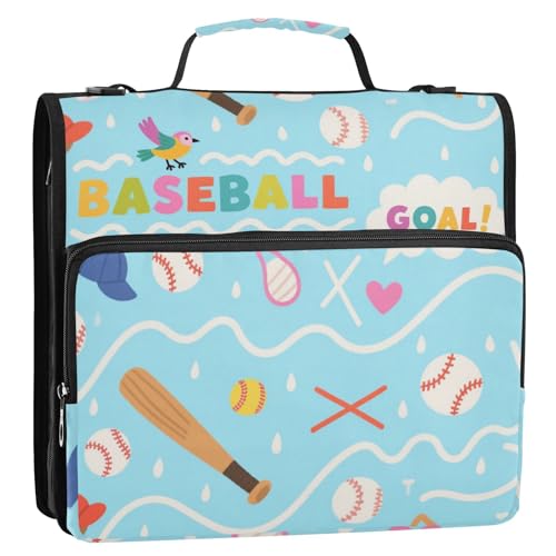 Baseball-Tor-Wellenmuster, 3 Ringe, 3,8 cm, Organizer mit Griff und abnehmbarem Schultergurt, Dokumentenmappe für Mittelschüler von voucong