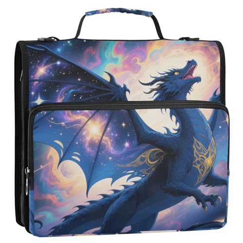 Black and Dragon Ringbuch-Organizer mit 3 Ringen, inklusive Reißverschlusstasche, Dokumentenordner, Organizer, geeignet für die Mittelschule von voucong