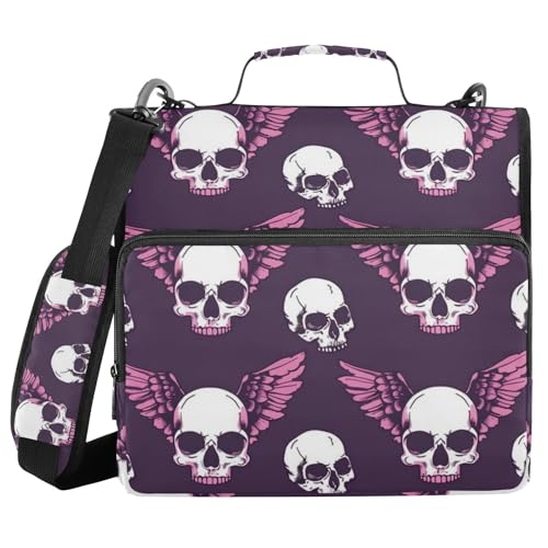 Büroordner mit Totenköpfen, 3,8 cm, 3 Ringe, Organizer mit Gurt, einfach zu transportieren, Dokumentenmappe, Organizer für die Schule Büroordner mit Totenköpfen, 3,8 cm, 3 Ringe, Organizer mit Gurt, einfach zu transportieren, Dokumentenmappe, Organizer für die Schule von voucong