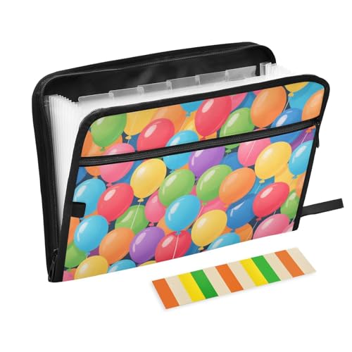 Bunte Cartoon-Ballon-Mappe für die Schule, 13 Taschen, A4, Briefgröße mit Reißverschluss, für Aktenordner Bunte Cartoon-Ballon-Mappe für die Schule, 13 Taschen, A4, Briefgröße mit Reißverschluss, für Aktenordner von voucong