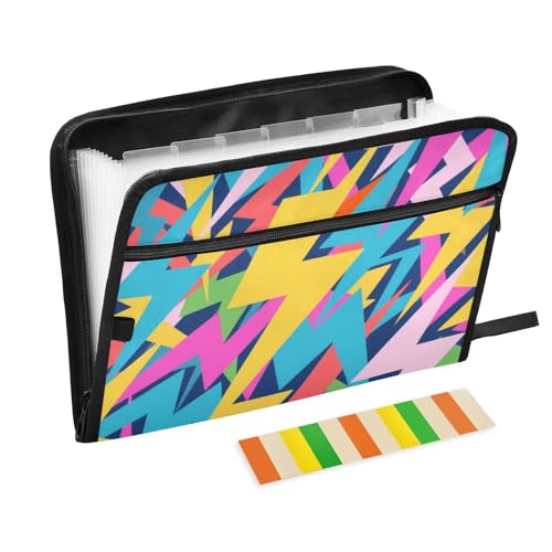Bunte Cartoon-Lightning-Ordner mit Tasche, 13 Taschen, A4, Briefgröße mit Reißverschluss, für Aktenordner, Jacken Bunte Cartoon-Lightning-Ordner mit Tasche, 13 Taschen, A4, Briefgröße mit Reißverschluss, für Aktenordner, Jacken von voucong