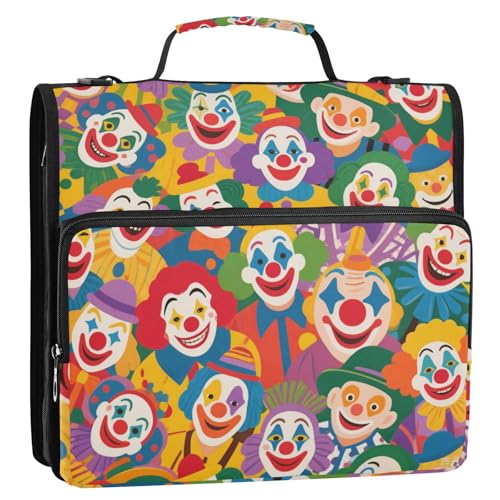Bunter Cartoon-Clown-Clown-Organizer mit 3 Ringen, 3,8 cm, Büroordner mit Griff und abnehmbarem Schultergurt, wasserdicht, Dokumentenmappe für Schule/Büro Bunter Cartoon-Clown-Clown-Organizer mit 3 Ringen, 3,8 cm, Büroordner mit Griff und abnehmbarem Schultergurt, wasserdicht, Dokumentenmappe für Schule/Büro von voucong