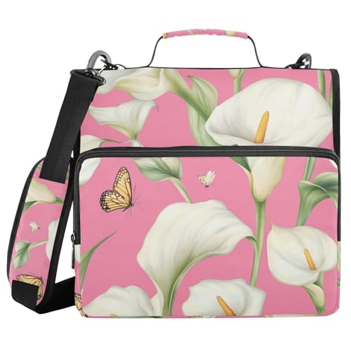 Calla Ringbuch mit 3 Ringen und Reißverschluss, mit Schultergurt und Griff, mehrere Taschen, für Schule/Büro, Rosa Calla Ringbuch mit 3 Ringen und Reißverschluss, mit Schultergurt und Griff, mehrere Taschen, für Schule/Büro, Rosa von voucong