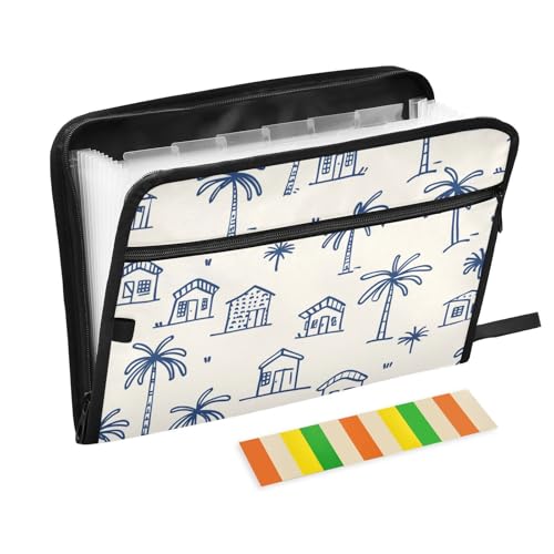 Cartoon Little House Papier-Aktenordner, 13 Taschen, A4, Briefgröße mit Reißverschluss, für Business von voucong
