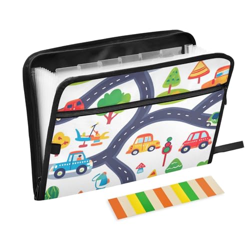Cartoon-Mappe mit Verschluss, 13 Taschen, A4, Briefgröße mit Reißverschluss, für erweiterbare Ordner mit Trennwänden Cartoon-Mappe mit Verschluss, 13 Taschen, A4, Briefgröße mit Reißverschluss, für erweiterbare Ordner mit Trennwänden von voucong