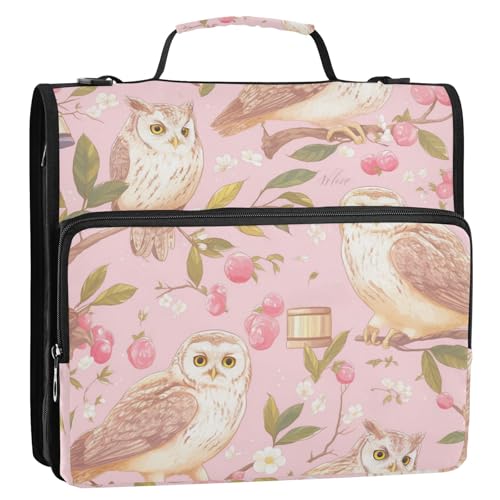 Cartoon-Organizer mit 3 Ringen und Gurt, Motiv: Graue Eule, pfirsichgold, 3,8 cm, Ordner mit Riemen, mehrere Taschen, Dokumentenmappe für die Mittelschule Cartoon-Organizer mit 3 Ringen und Gurt, Motiv: Graue Eule, pfirsichgold, 3,8 cm, Ordner mit Riemen, mehrere Taschen, Dokumentenmappe für die Mittelschule von voucong