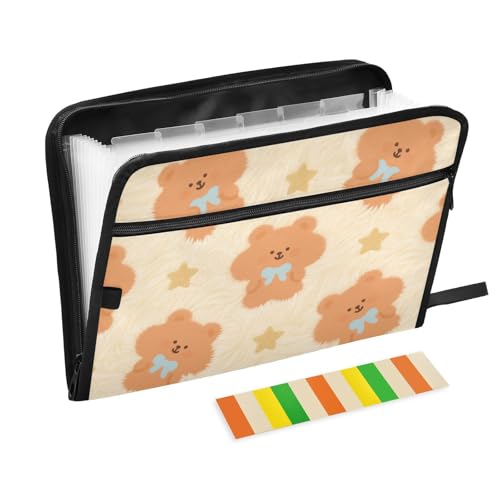 Cartoon-Organizer mit niedlichem Braunbär, mit Tasche, 13 Fächer, A4, Briefgröße mit Reißverschluss, für Fächermappe Cartoon-Organizer mit niedlichem Braunbär, mit Tasche, 13 Fächer, A4, Briefgröße mit Reißverschluss, für Fächermappe von voucong