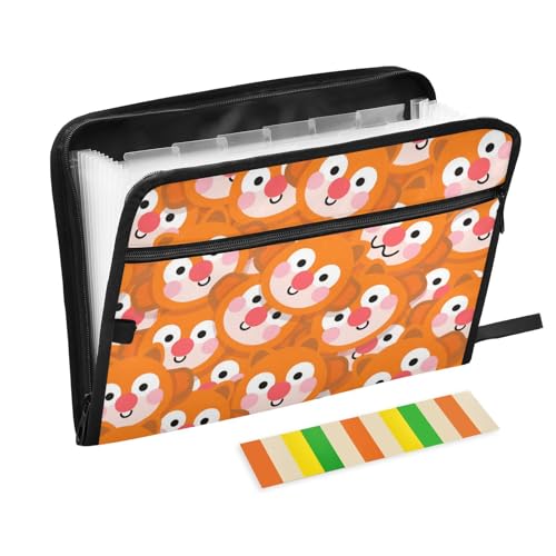 Cartoon-Organizer mit niedlichem orangefarbenem Tiermotiv, 13 Taschen, A4, Briefgröße mit Reißverschluss, für Fächermappe aus Kunststoff Cartoon-Organizer mit niedlichem orangefarbenem Tiermotiv, 13 Taschen, A4, Briefgröße mit Reißverschluss, für Fächermappe aus Kunststoff von voucong