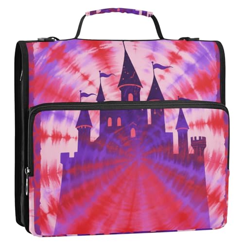 Castle Smudging Red 3,8 cm 3 Ringe Organizer Ordner mit Gurt inklusive Reißverschlusstasche Dokumentenmappe Organizer geeignet für Mittelschule von voucong