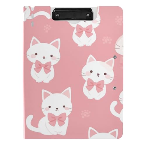 Clipboard Weiße Katzen, Cartoon, niedlich, rosa, A4, Clipfolio, doppelte Metall-Clips, Stifthalter, Still-Clipboard mit Abdeckung Clipboard Weiße Katzen, Cartoon, niedlich, rosa, A4, Clipfolio, doppelte Metall-Clips, Stifthalter, Still-Clipboard mit Abdeckung von voucong
