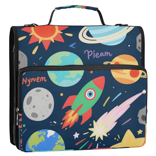 Cosmic Rockets Ringbuch mit 3 Ringen, 3,8 cm, Reißverschluss, mit Griff und abnehmbarem Schultergurt, wasserdicht, Portfolio-Organizer für Schule/Büro Cosmic Rockets Ringbuch mit 3 Ringen, 3,8 cm, Reißverschluss, mit Griff und abnehmbarem Schultergurt, wasserdicht, Portfolio-Organizer für Schule/Büro von voucong