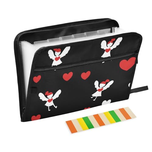Cupid Love Dokumentenmappe, zum Valentinstag, erweiterbar, 13 Fächer, A4, Briefgröße, mit Reißverschluss, für Ordner für Dokumente, Rot von voucong