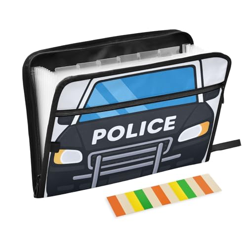 Dokumenten-Organizer mit Polizeibus-Motiv, erweiterbar, 13 Fächer, A4, Briefgröße mit Reißverschluss, zum Erweitern von Aktenordner mit Etiketten Dokumenten-Organizer mit Polizeibus-Motiv, erweiterbar, 13 Fächer, A4, Briefgröße mit Reißverschluss, zum Erweitern von Aktenordner mit Etiketten von voucong