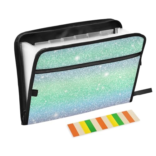 Dokumenten-Organizer mit Sternenhimmel-Einhörnern, 13 Fächer, A4, Briefgröße mit Reißverschluss, für entsprechende Aktenordner, bunt, Grün / Blau Dokumenten-Organizer mit Sternenhimmel-Einhörnern, 13 Fächer, A4, Briefgröße mit Reißverschluss, für entsprechende Aktenordner, bunt, Grün / Blau von voucong
