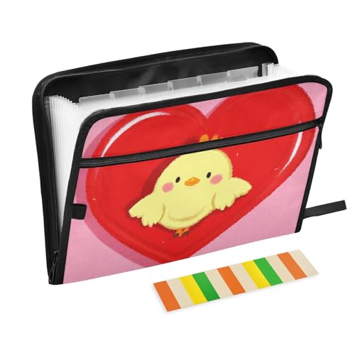 Dokumenten-Organizer mit lustigem Cartoon-Herz und Huhn, erweiterbar, 13 Fächer, A4, Briefgröße mit Reißverschluss, zum Aufhängen von Aktenordnern Dokumenten-Organizer mit lustigem Cartoon-Herz und Huhn, erweiterbar, 13 Fächer, A4, Briefgröße mit Reißverschluss, zum Aufhängen von Aktenordnern von voucong