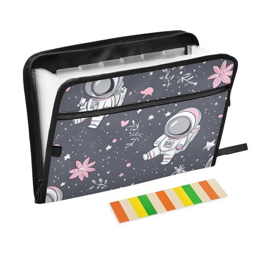 Dokumenten-Organizer mit niedlichem weißem Astronauten-Planeten, erweiterbar, 13 Fächer, A4, Briefgröße mit Reißverschluss, für Dokumenten-Organizer von voucong