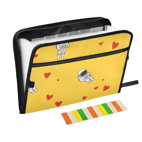 Dokumentenmappe, Motiv: Cartoon, niedlich, weiß, Valentins-Astronauten-Liebe, Fächer, Akkordeon, 13 Taschen, A4, Briefgröße mit Reißverschluss, für Dokumentenmappe, erweiterbar Dokumentenmappe, Motiv: Cartoon, niedlich, weiß, Valentins-Astronauten-Liebe, Fächer, Akkordeon, 13 Taschen, A4, Briefgröße mit Reißverschluss, für Dokumentenmappe, erweiterbar von voucong