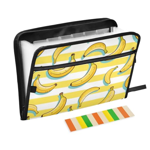 Dokumentenmappe, gelb-weiß gestreift, 13 Taschen, A4, Briefgröße mit Reißverschluss, für breite Aktenordner, Gelb / Weiß Dokumentenmappe, gelb-weiß gestreift, 13 Taschen, A4, Briefgröße mit Reißverschluss, für breite Aktenordner, Gelb / Weiß von voucong