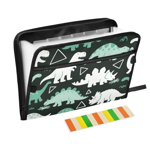 Dokumentenmappe mit Cartoon-Dinosaurier-Illustration, Grün, 13 Taschen, A4, Briefgröße mit Reißverschluss, für Dokumentenmappe Dokumentenmappe mit Cartoon-Dinosaurier-Illustration, Grün, 13 Taschen, A4, Briefgröße mit Reißverschluss, für Dokumentenmappe von voucong