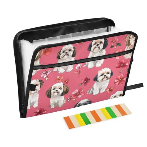 Dokumentenmappe mit Cartoon-Hunden, 13 Taschen, A4, Briefgröße mit Reißverschluss, für Schule, Zuhause, Büro, Klassenzimmer, Hot Pink Dokumentenmappe mit Cartoon-Hunden, 13 Taschen, A4, Briefgröße mit Reißverschluss, für Schule, Zuhause, Büro, Klassenzimmer, Hot Pink von voucong