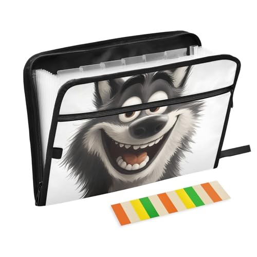 Dokumentenmappe mit lustigem Cartoon-Motiv, 13 Fächer, A4, Briefgröße mit Reißverschluss, für Aktenordner mit Taschen von voucong