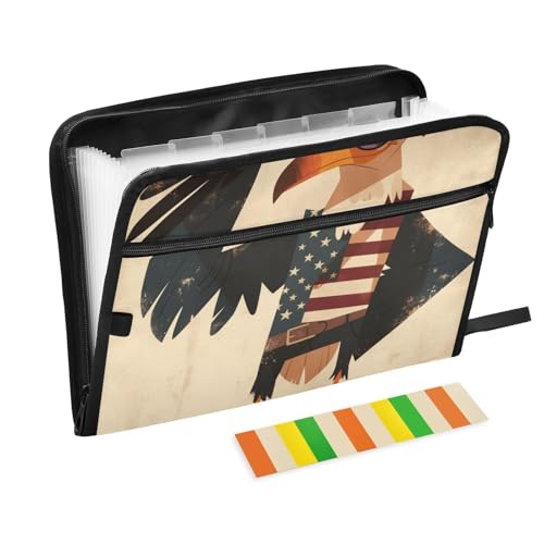 Dokumentenmappe mit lustigem Cartoon-Motiv, Motiv: König, Geier, Vogel, Retro, patriotische Farbe, 13 Taschen, A4, Briefgröße mit Reißverschluss, für Büroordner Dokumentenmappe mit lustigem Cartoon-Motiv, Motiv: König, Geier, Vogel, Retro, patriotische Farbe, 13 Taschen, A4, Briefgröße mit Reißverschluss, für Büroordner von voucong