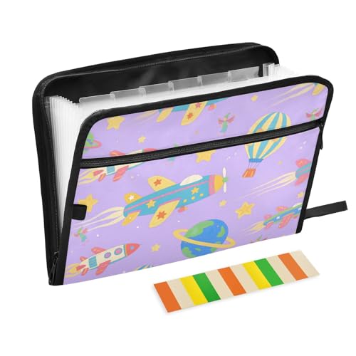 Dokumentenmappe mit niedlichem Cartoon-Flugzeug, 13 Taschen, A4, Briefgröße mit Reißverschluss, für Akkordeon-Dokumente, Akkordeon-Dokumentenmappe, Violett Dokumentenmappe mit niedlichem Cartoon-Flugzeug, 13 Taschen, A4, Briefgröße mit Reißverschluss, für Akkordeon-Dokumente, Akkordeon-Dokumentenmappe, Violett von voucong