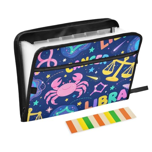 Dokumentenmappe mit niedlichem Cartoon-Illustrations-Krabbe, marineblau, mit Taschen, 13 Taschen, A4, Briefgröße mit Reißverschluss, zum Erweitern von Aktenordnern Dokumentenmappe mit niedlichem Cartoon-Illustrations-Krabbe, marineblau, mit Taschen, 13 Taschen, A4, Briefgröße mit Reißverschluss, zum Erweitern von Aktenordnern von voucong