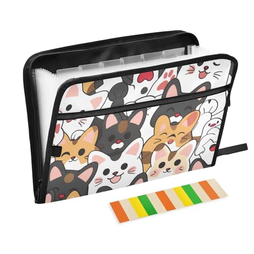 Dokumentenmappe mit niedlichem Cartoon-Kätzchen-Motiv, 13 Taschen, A4, Briefgröße mit Reißverschluss, für Dokumentenmappe Dokumentenmappe mit niedlichem Cartoon-Kätzchen-Motiv, 13 Taschen, A4, Briefgröße mit Reißverschluss, für Dokumentenmappe von voucong
