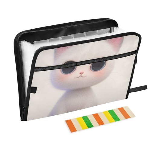 Dokumentenmappe mit niedlicher Katze, 13 Fächer, A4, Briefgröße, mit Reißverschluss, zum Erweitern der Dokumententasche Dokumentenmappe mit niedlicher Katze, 13 Fächer, A4, Briefgröße, mit Reißverschluss, zum Erweitern der Dokumententasche von voucong