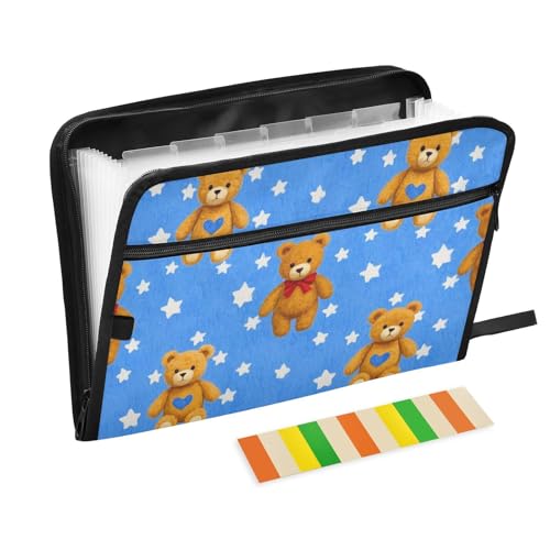 Dokumentenmappe mit süßem braunem Teddybär, erweiterbar, 13 Fächer, A4, Briefgröße mit Reißverschluss für Dokumentenaufbewahrung Dokumentenmappe mit süßem braunem Teddybär, erweiterbar, 13 Fächer, A4, Briefgröße mit Reißverschluss für Dokumentenaufbewahrung von voucong