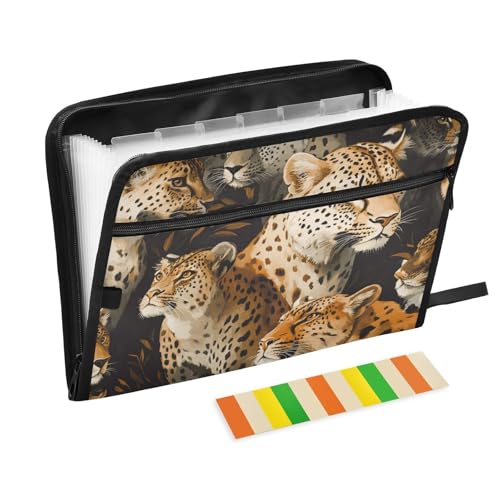 Dokumentenmappen mit Dschungel-Leopardenmuster, 13 Taschen, A4, Briefgröße, mit Reißverschluss, zum Erweitern von Aktenhüllen Dokumentenmappen mit Dschungel-Leopardenmuster, 13 Taschen, A4, Briefgröße, mit Reißverschluss, zum Erweitern von Aktenhüllen von voucong