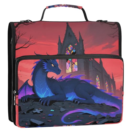 Dream Castle Dragon 3 Ringe Reißverschluss Ordner Organizer mit Schultergurt, einfach zu transportieren, Dokumentenmappe Organizer für Schule/Büro Dream Castle Dragon 3 Ringe Reißverschluss Ordner Organizer mit Schultergurt, einfach zu transportieren, Dokumentenmappe Organizer für Schule/Büro von voucong