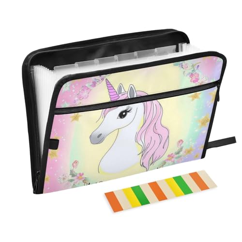 Dreamy Unicorns Magischer erweiterbarer Aktenordner, Organizer, 13 Fächer, A4, Briefgröße mit Reißverschluss, für Akten, Taschenordner Dreamy Unicorns Magischer erweiterbarer Aktenordner, Organizer, 13 Fächer, A4, Briefgröße mit Reißverschluss, für Akten, Taschenordner von voucong