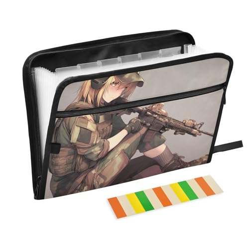 Fächermappe, Armee-Camouflage, 13 Fächer, A4, Briefgröße, mit Reißverschluss, für Organizer-Ordner von voucong