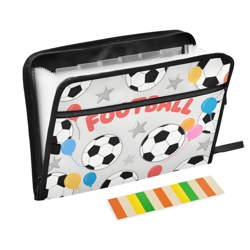 Fächermappe, Motiv: Fußball, Cartoon, Sport, erweiterbar, 13 Fächer, A4, Briefgröße mit Reißverschluss, für Ordner mit Trennblättern, Grau Fächermappe, Motiv: Fußball, Cartoon, Sport, erweiterbar, 13 Fächer, A4, Briefgröße mit Reißverschluss, für Ordner mit Trennblättern, Grau von voucong
