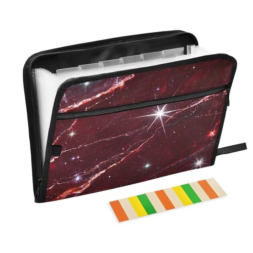 Fächermappe, glitzernd, Marmormaserung, erweiterbar, 13 Fächer, A4, Briefgröße mit Reißverschluss, für Dokumentenmappe, Rot Fächermappe, glitzernd, Marmormaserung, erweiterbar, 13 Fächer, A4, Briefgröße mit Reißverschluss, für Dokumentenmappe, Rot von voucong