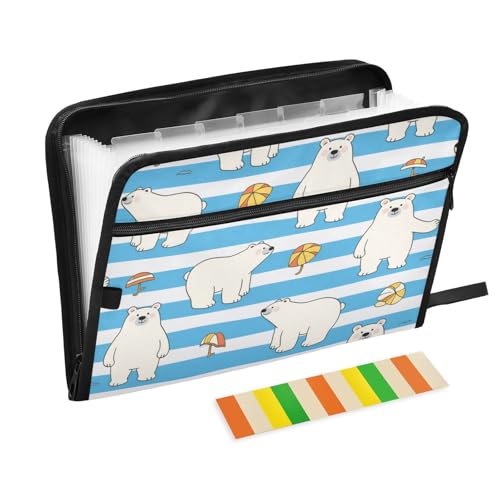 Fächermappe Bär, 13 Fächer, A4, Briefgröße, mit Reißverschluss zum Aufhängen, erweiterbare Mappe, Blau / Weiß gestreift Fächermappe Bär, 13 Fächer, A4, Briefgröße, mit Reißverschluss zum Aufhängen, erweiterbare Mappe, Blau / Weiß gestreift von voucong