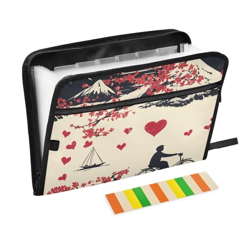 Fächermappe im japanischen Stil in Herzform, zum Valentinstag, 13 Fächer, A4, Briefgröße mit Reißverschluss, für Ordner mit Taschen Fächermappe im japanischen Stil in Herzform, zum Valentinstag, 13 Fächer, A4, Briefgröße mit Reißverschluss, für Ordner mit Taschen von voucong