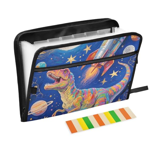 Fächermappe mit Cartoon-Dinosaurier-Raketen, 13 Fächer, A4, Briefgröße, mit Reißverschluss, für Büroordner Fächermappe mit Cartoon-Dinosaurier-Raketen, 13 Fächer, A4, Briefgröße, mit Reißverschluss, für Büroordner von voucong