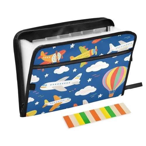 Fächermappe mit Cartoon-Flugzeug, blau, 13 Fächer, A4, Briefgröße mit Reißverschluss, zum Erweitern von Hängemappen Fächermappe mit Cartoon-Flugzeug, blau, 13 Fächer, A4, Briefgröße mit Reißverschluss, zum Erweitern von Hängemappen von voucong