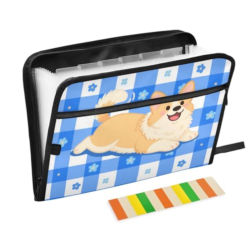 Fächermappe mit Cartoon-Hund, 13 Fächer, A4, Briefformat, mit Reißverschluss, zur Aufbewahrung von Dateien, Blau / Weiß Fächermappe mit Cartoon-Hund, 13 Fächer, A4, Briefformat, mit Reißverschluss, zur Aufbewahrung von Dateien, Blau / Weiß von voucong