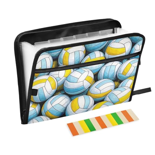 Fächermappe mit Cartoon-Motiv, Volleyball, 13 Fächer, A4, Briefgröße mit Reißverschluss, für Schule, Zuhause, Büro, Klassenzimmer Fächermappe mit Cartoon-Motiv, Volleyball, 13 Fächer, A4, Briefgröße mit Reißverschluss, für Schule, Zuhause, Büro, Klassenzimmer von voucong