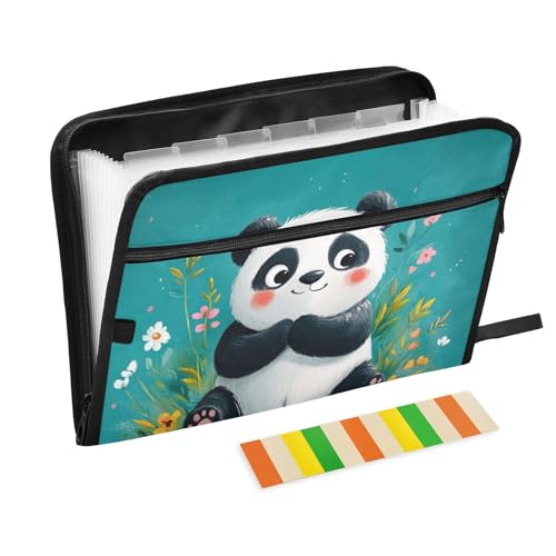 Fächermappe mit Cartoon-Panda-Motiv, 13 Fächer, A4, Briefgröße, mit Reißverschluss, für Hängeregistraturen, Türkis Fächermappe mit Cartoon-Panda-Motiv, 13 Fächer, A4, Briefgröße, mit Reißverschluss, für Hängeregistraturen, Türkis von voucong