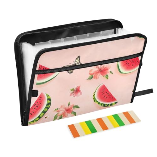 Fächermappe mit Cartoon-Wassermelonen-Motiv, 13 Fächer, A4, Briefgröße, mit Reißverschluss, für mehrere Fächer Fächermappe mit Cartoon-Wassermelonen-Motiv, 13 Fächer, A4, Briefgröße, mit Reißverschluss, für mehrere Fächer von voucong