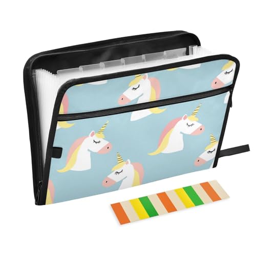 Fächermappe mit Einhörnern, Kunststoff, 13 Fächer, A4, Briefgröße mit Reißverschluss, für Organizer, Aktenordner Fächermappe mit Einhörnern, Kunststoff, 13 Fächer, A4, Briefgröße mit Reißverschluss, für Organizer, Aktenordner von voucong