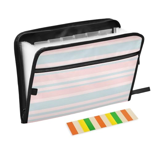 Fächermappe mit Etiketten, 13 Taschen, A4, Briefgröße mit Reißverschluss, für Akkordeon-Aktenordner, Babyblau / Rosa Fächermappe mit Etiketten, 13 Taschen, A4, Briefgröße mit Reißverschluss, für Akkordeon-Aktenordner, Babyblau / Rosa von voucong