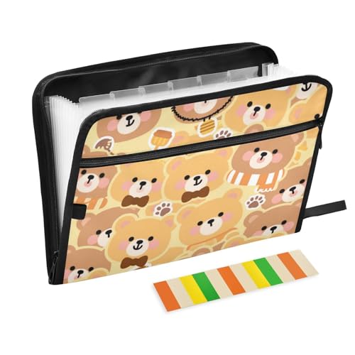 Fächermappe mit Fächern, A4-Format mit Reißverschluss, erweiterbar, mit 13 Fächern, Cartoon-Motiv, Bierbraun Fächermappe mit Fächern, A4-Format mit Reißverschluss, erweiterbar, mit 13 Fächern, Cartoon-Motiv, Bierbraun von voucong