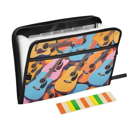 Fächermappe mit Fächern für Gitarren und Instrumente, 13 Fächer, A4, Briefgröße, mit Reißverschluss, für Aktenordner mit Taschen Fächermappe mit Fächern für Gitarren und Instrumente, 13 Fächer, A4, Briefgröße, mit Reißverschluss, für Aktenordner mit Taschen von voucong